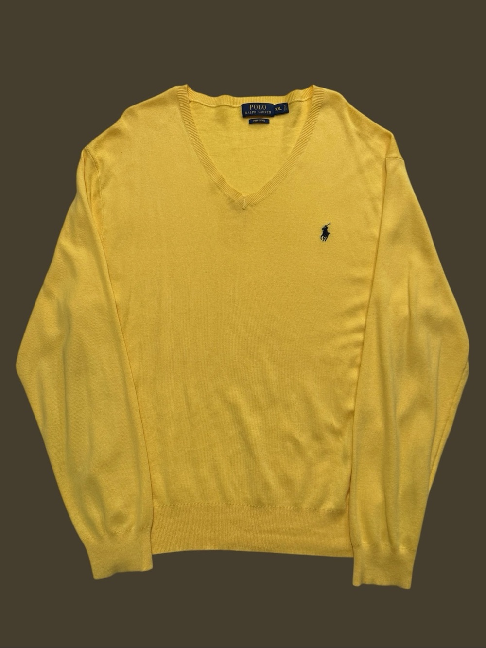 Vintage Polo Ralph Lauren Pale Yellow V-Neck Sweater